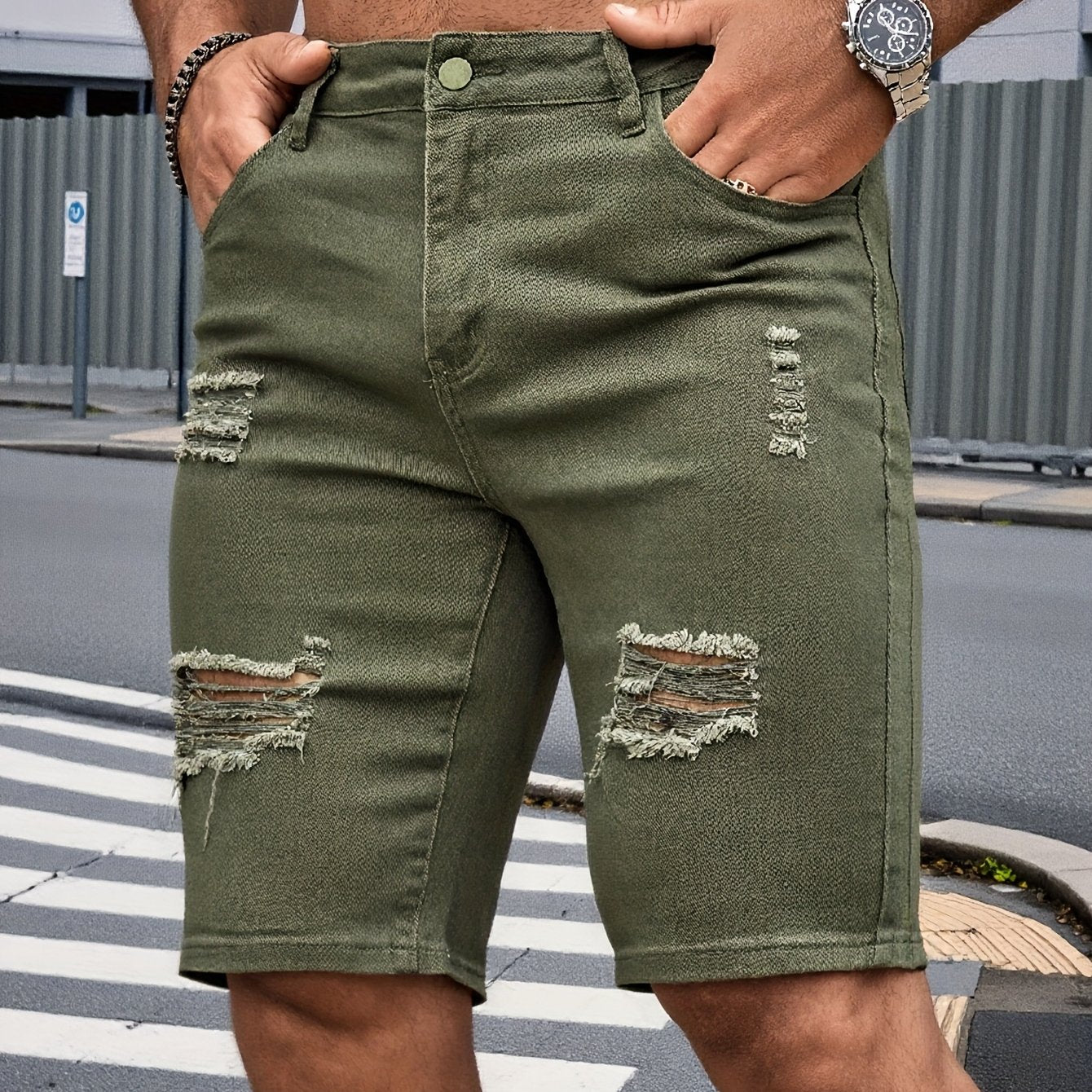 Structured Fit Denim Shorts