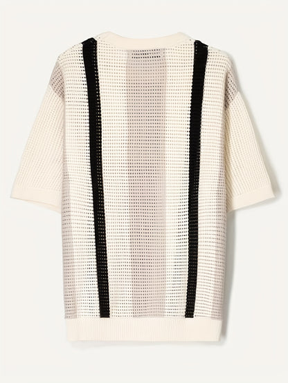 Striped Textured Knit Tee