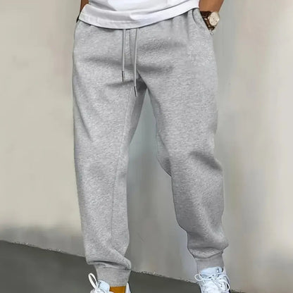 Men's Heavy-Duty Cotton Joggers - Gym Running Pants with Elastic Waist & Pockets, Breathable Knit Trousers for Workouts, Gym, Jogging, Casual Wear - Machine Washable Athletic Pants (No Dry Clean)