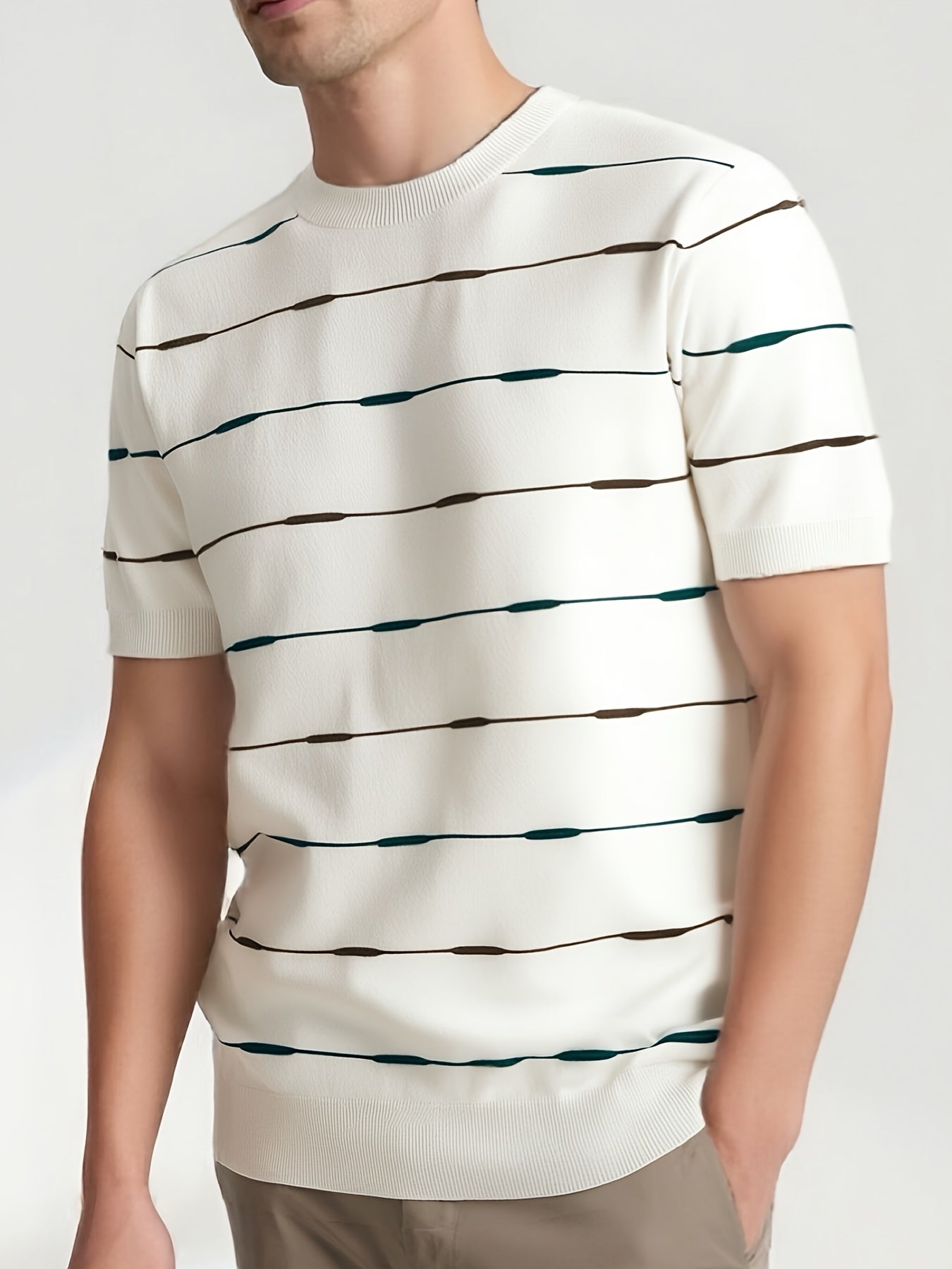 Dual-Tone Stripe Crew Tee