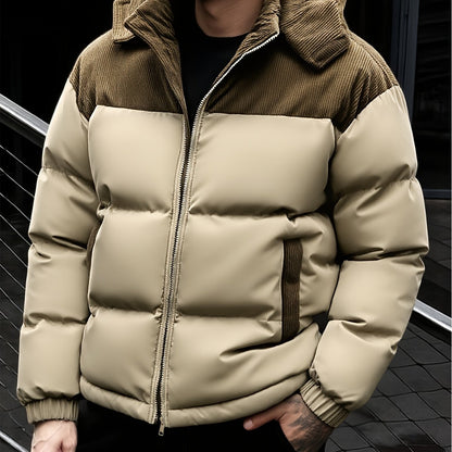 2025 New Product - Men's Winter Warm Jacket - Color-Block Thickened Warm Casual Hooded Jacket - Camping Christmas New Arrival