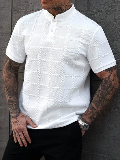 Checked Jacquard Button Tee