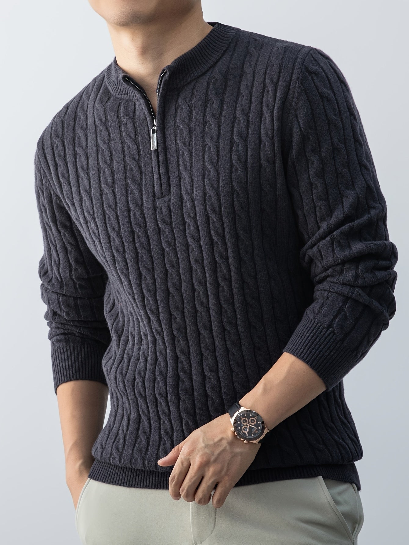 Cable Zip Knit Pullover