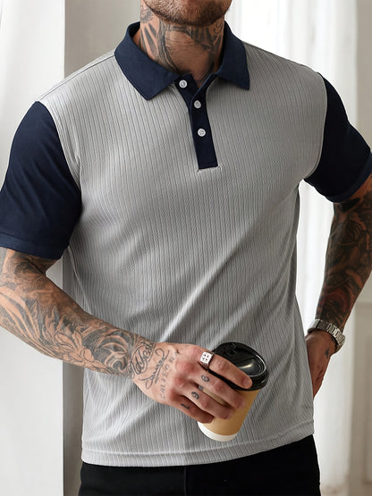Contrast Knit Polo Shirt