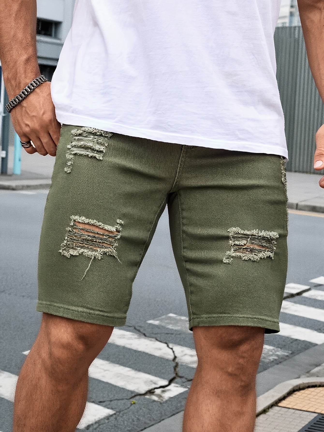 Structured Fit Denim Shorts