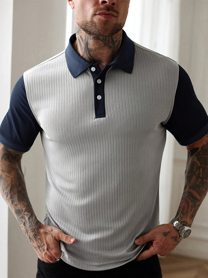Contrast Knit Polo Shirt