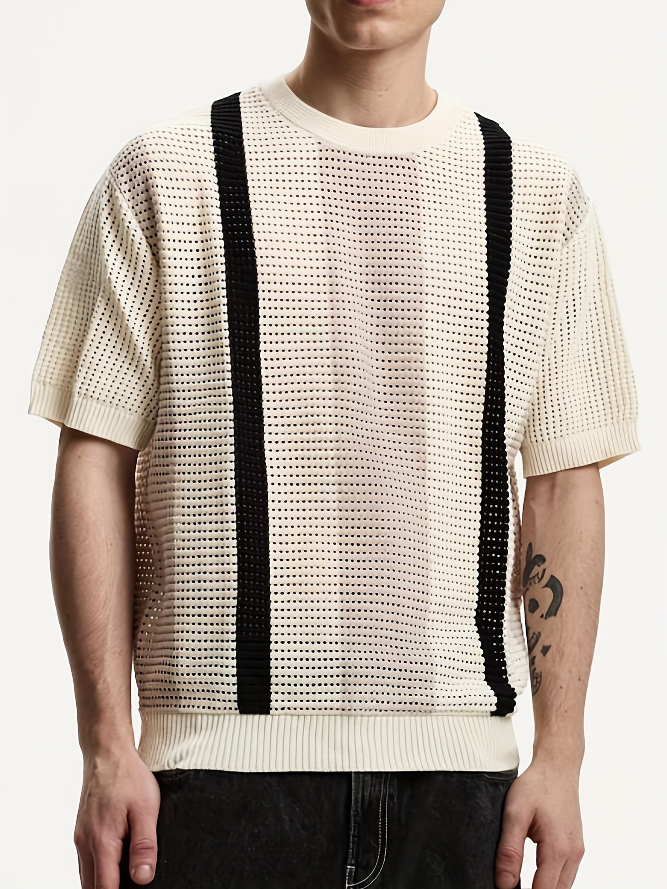 Striped Textured Knit Tee