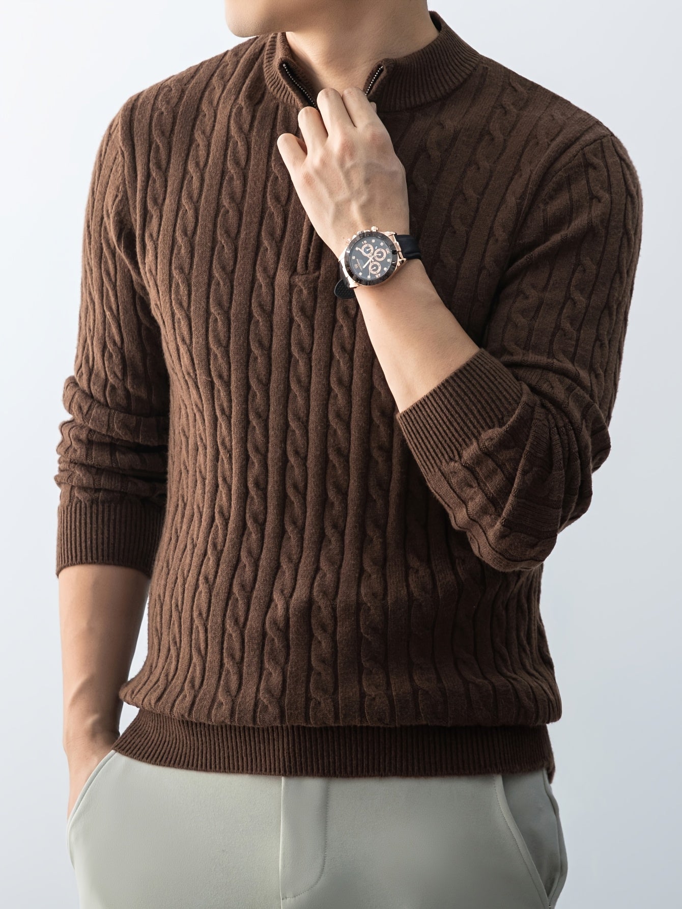 Cable Zip Knit Pullover