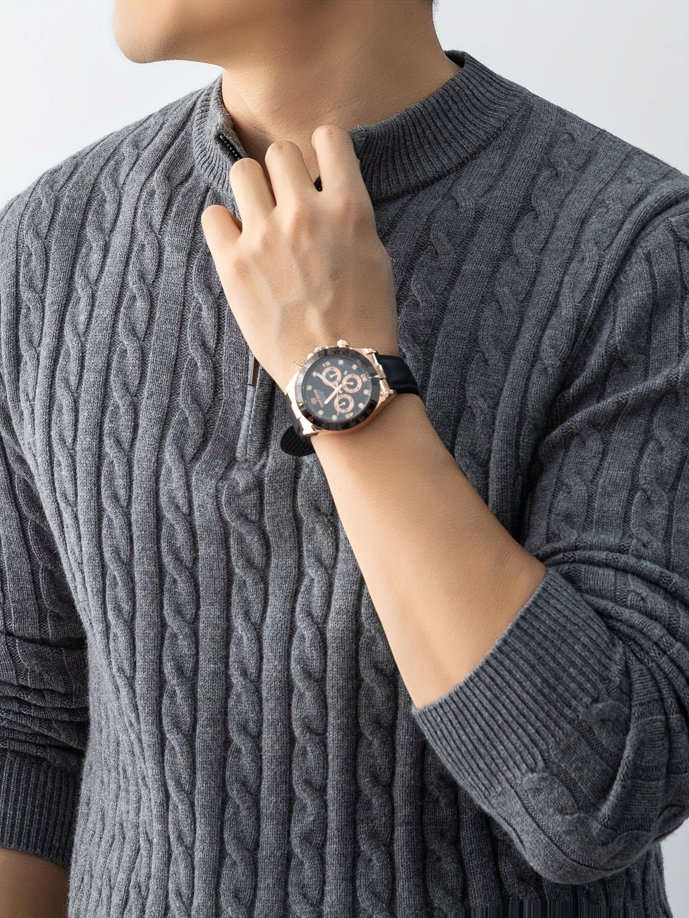 Cable Zip Knit Pullover