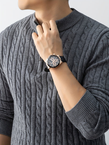 Cable Zip Knit Pullover