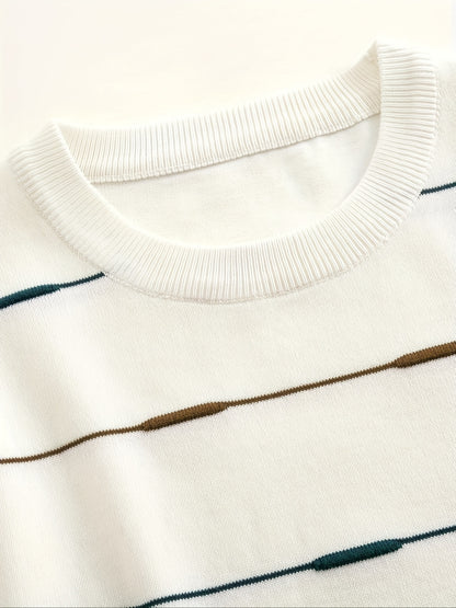 Dual-Tone Stripe Crew Tee