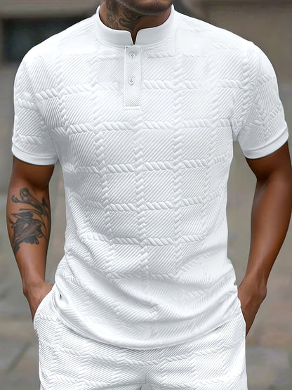 Checked Jacquard Button Tee