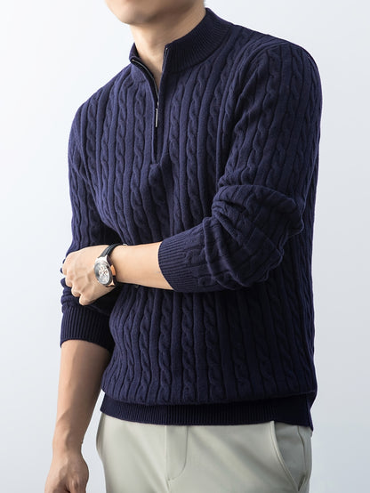 Cable Zip Knit Pullover