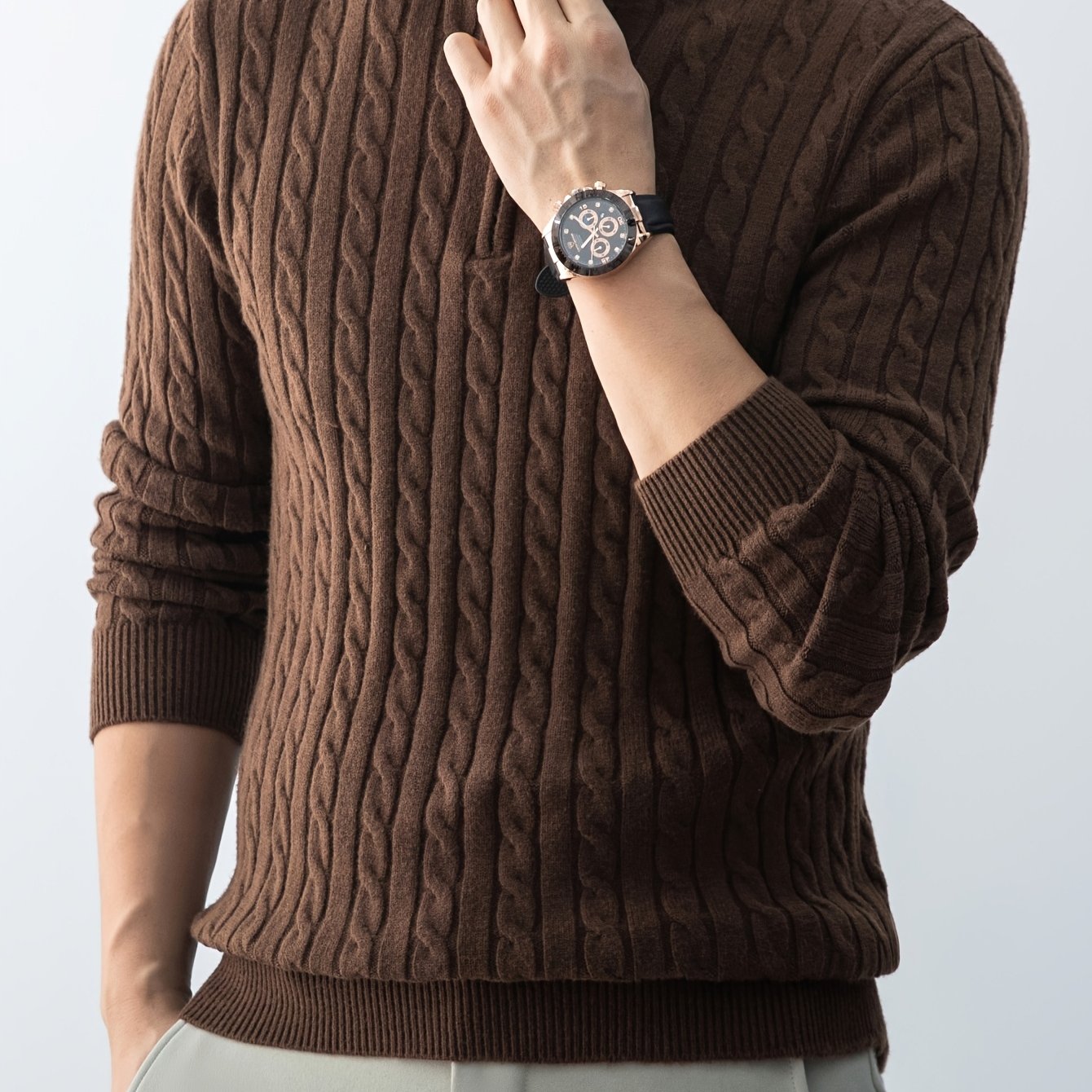 Cable Zip Knit Pullover