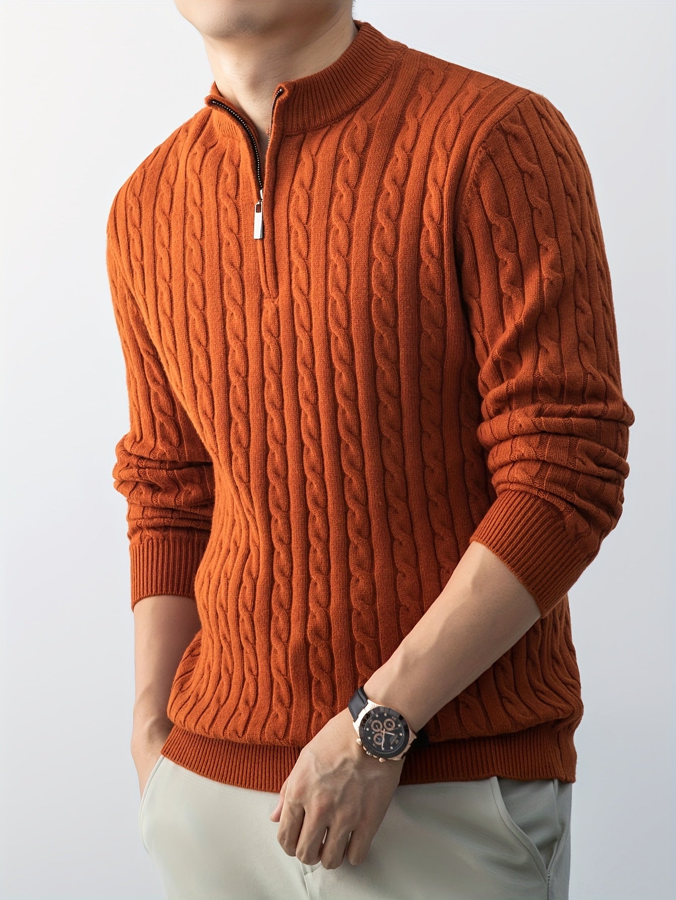Cable Zip Knit Pullover