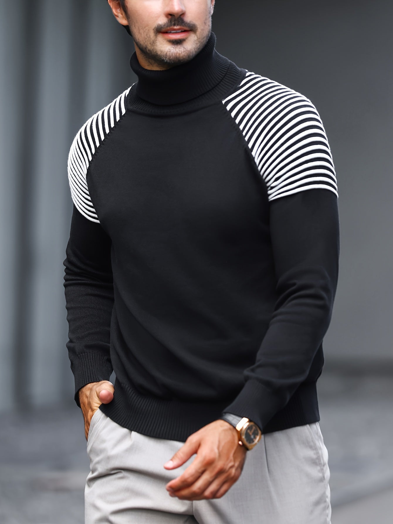 Ribbed High-Neck Sweater